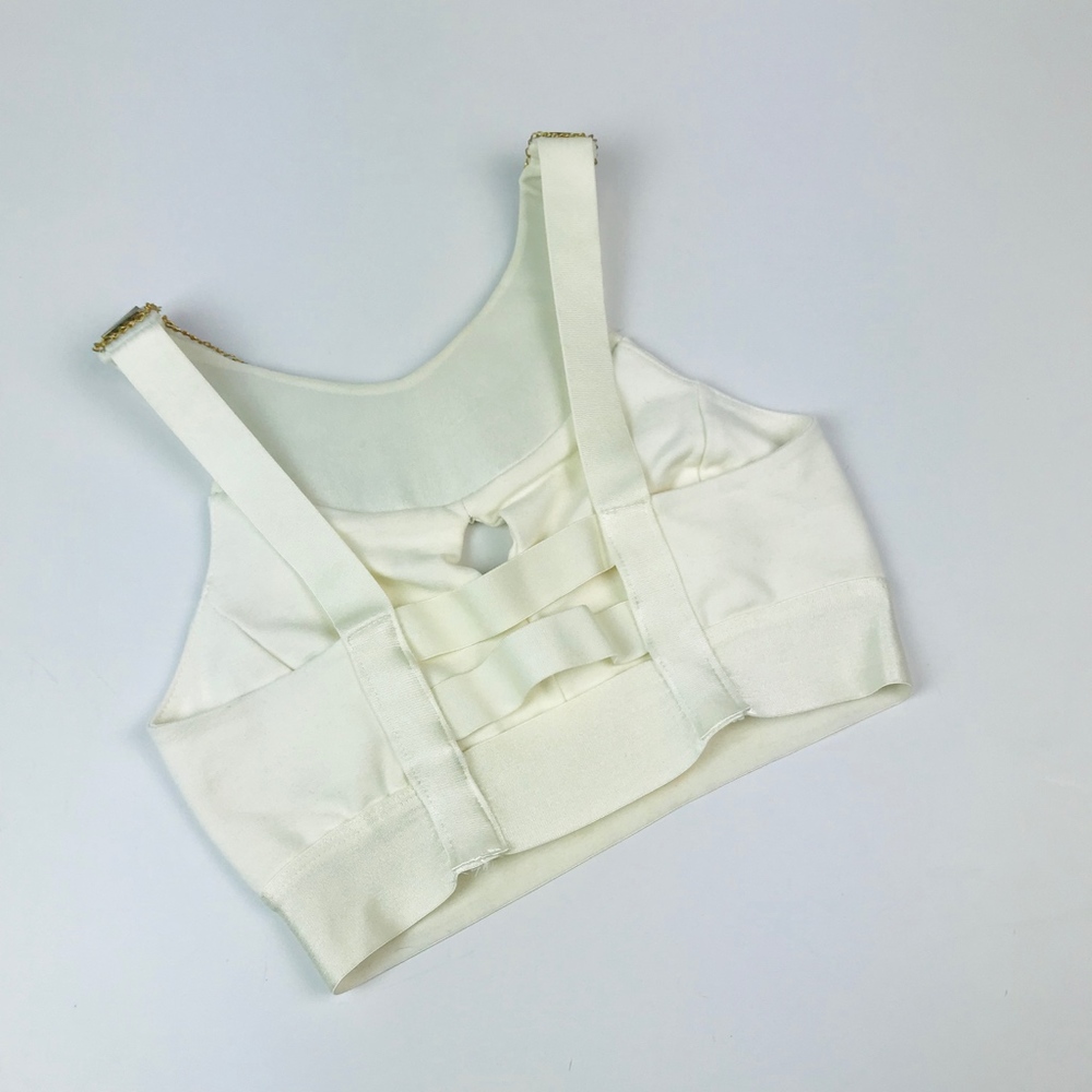 bebe Ivory Crop Top with Gold Embellished Collar - Picture 7 of 8